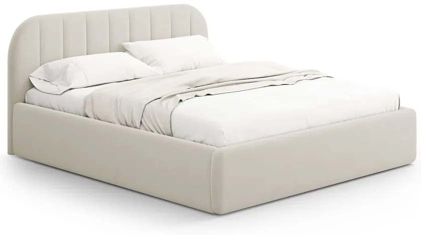 Béžová čalúnená dvojlôžková posteľ s úložným priestorom s roštom 140x200 cm Juno – Windsor &amp; Co Sofas