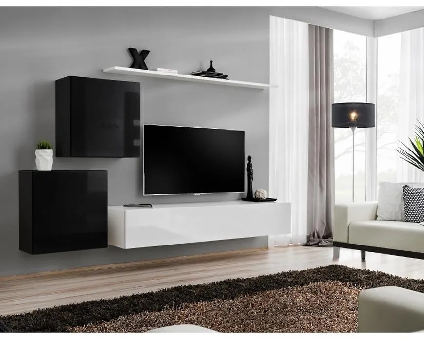 Obývacia stena Switch V Čierna /Biely