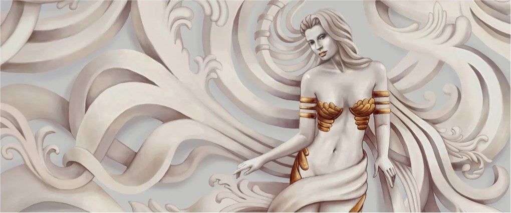 Obraz bohyne s florálnym motívom (120x50 cm)