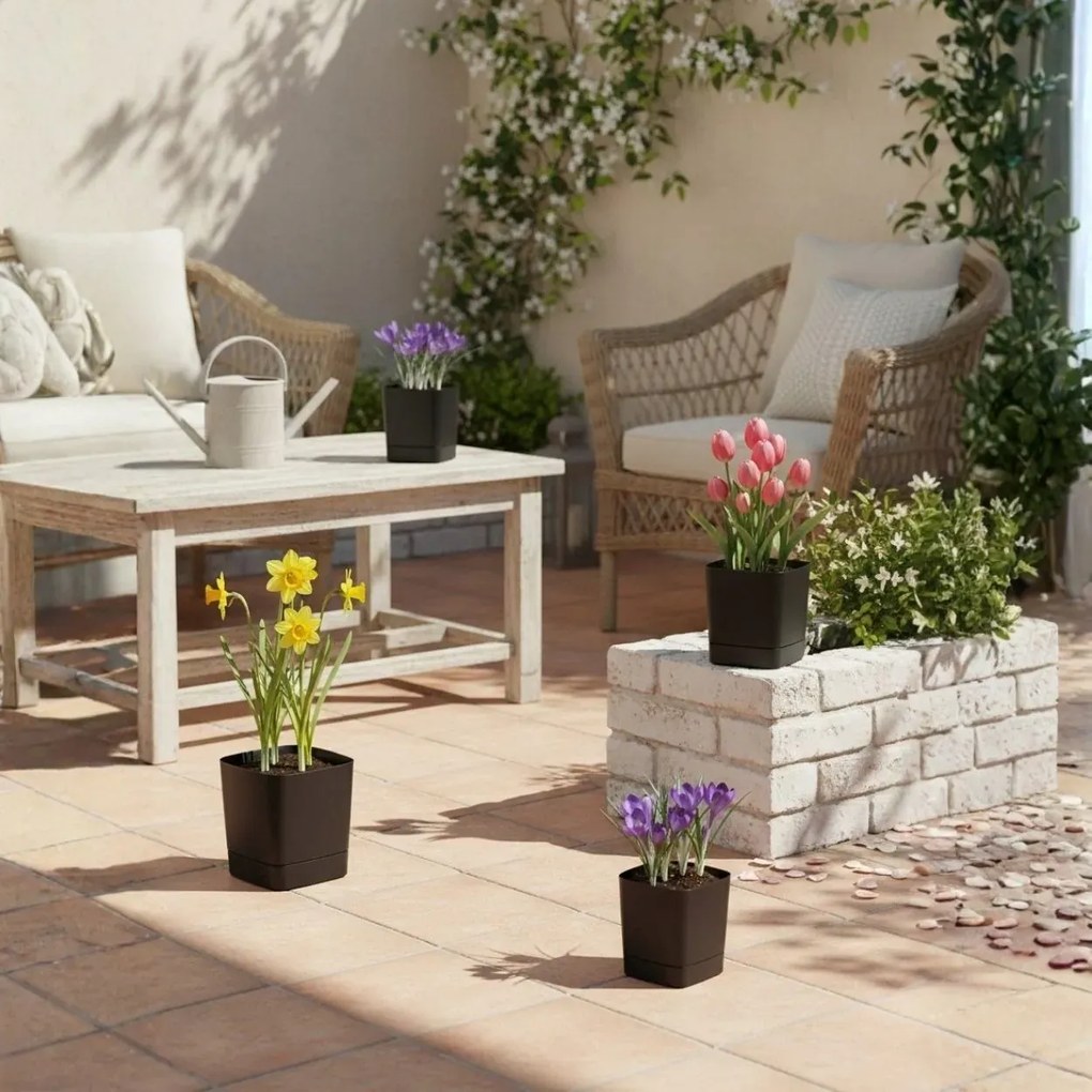 Plastový květináč s podmiskou Cubi 19x19 cm - výber z 6 prevedení