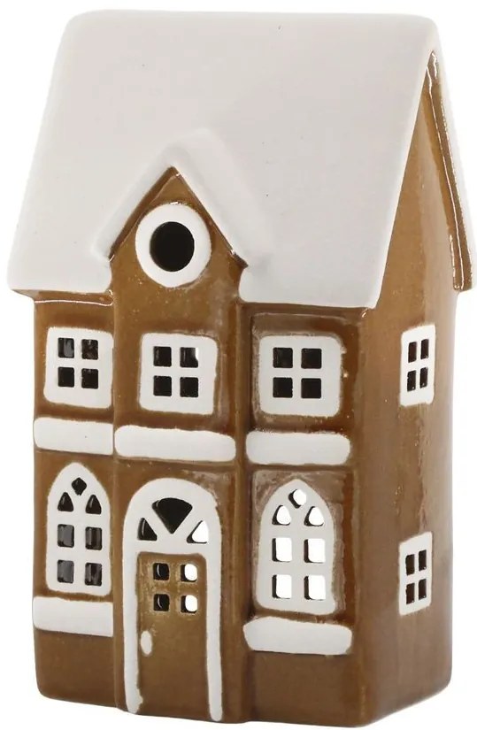 Mocca antik keramický domček na sviečku Chamonix - 10*7*17cm