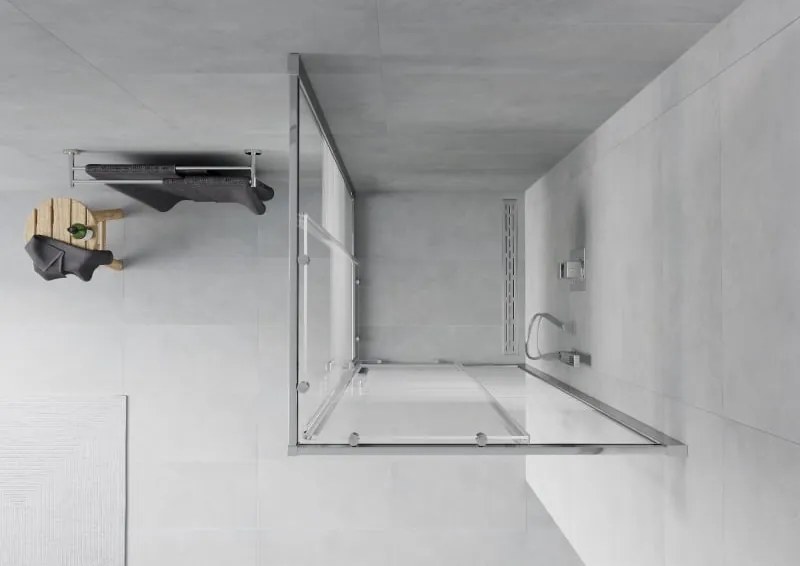 Mexen Rio štvorcová sprchová kabína 90 x 90 cm, biele pruhy, chróm - 860-090-090-01-20