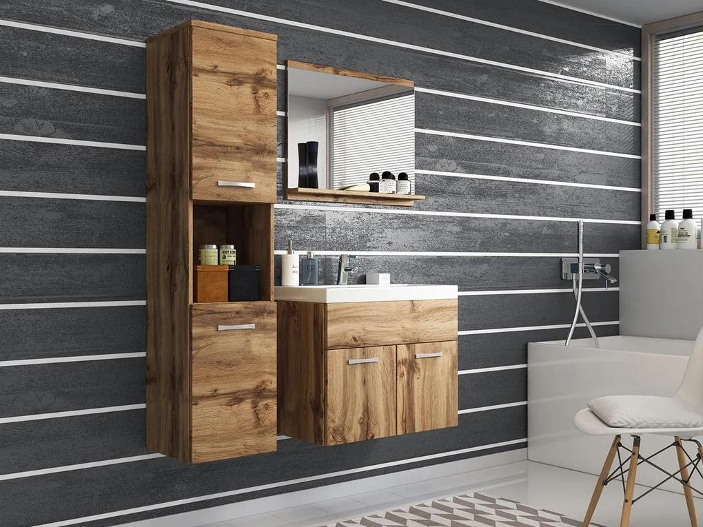 Kúpelňový nábytok Floryna, Farby: biela / šedý lesk, Sifón: bez sifónu, Umývadlová batéria: Platino BCZ 020M
