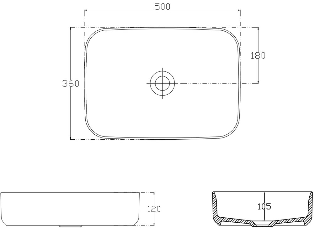 Isvea Isvea, INFINITY RECTANGLE keramické umývadlo na dosku, 50x36cm, čierna, 10NF65050-2N