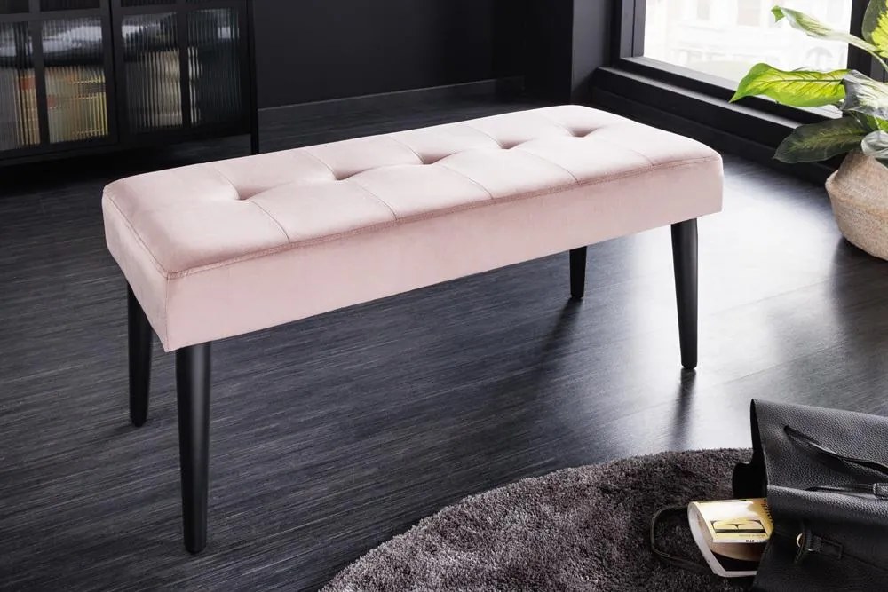 Invicta Interior - Elegantná lavica BOUTIQUE 95 cm, ružová, zamat