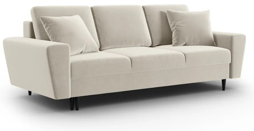 Béžová zamatová rozkladacia/s úložným priestorom pohovka 235 cm Kyoto – Cosmopolitan Design