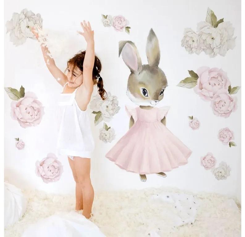 Gario Detská nálepka na stenu Pastel bunnies - zajačik v sukni Rozmery: L