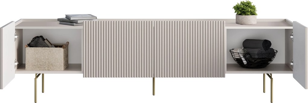 TV stolík Malmi 200 cm - kašmírová / zlatá