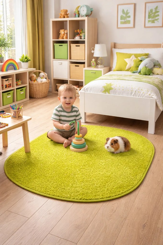 Kusový koberec Eton zelený ovál, 57x120, zelená, obývacia izba, Vopi