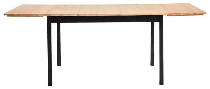 Borovicový rozkladací jedálenský stôl s čiernou konštrukciou Bonami Essentials Brisbane, 120 (200) x 70 cm