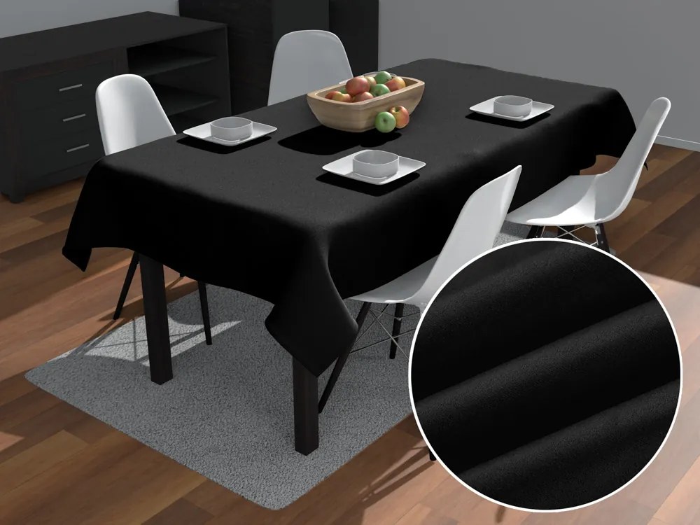 Biante Obdĺžnikový obrus/imitácia brúsenej kože Alcantara ALC-012 Čierny 140x220 cm