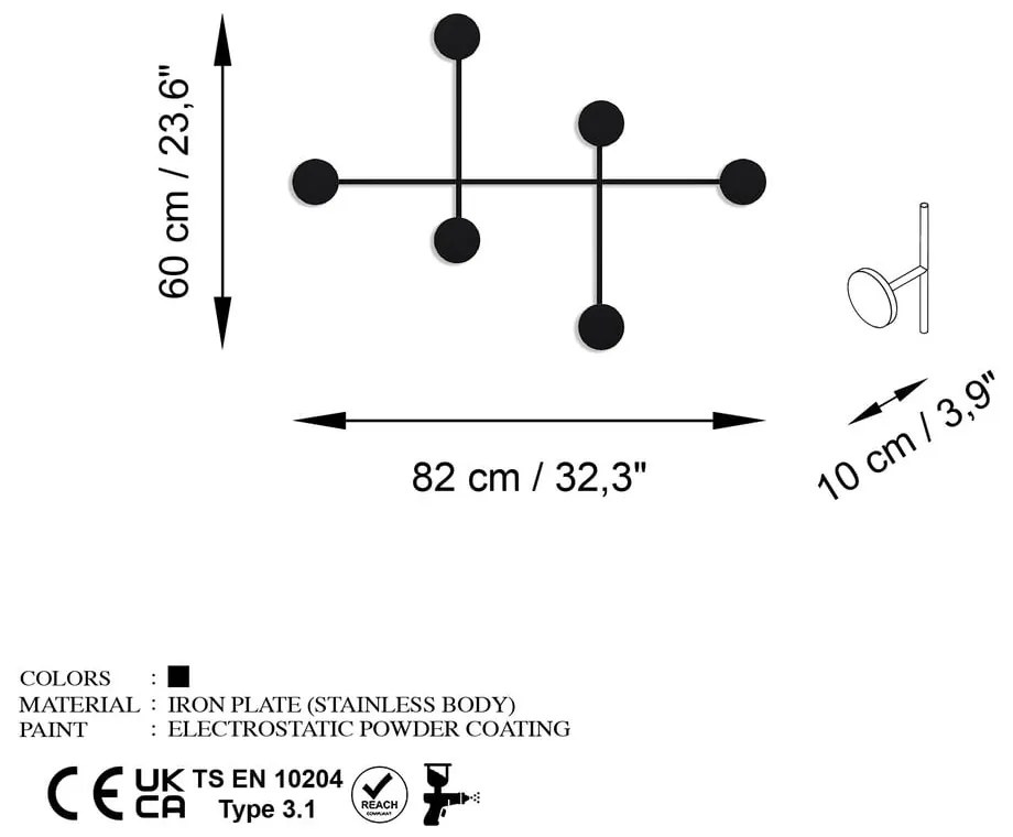 Čierny kovový nástenný vešiak Dama – Kalune Design