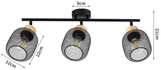 Brilagi - Bodové svietidlo BASKLITE 3xE27/15W/230V drevo/čierna