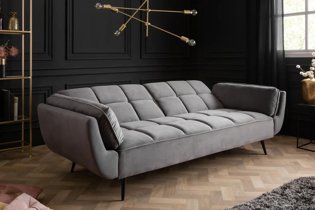 Rozkladacia pohovka BOUTIQUE 215 cm zamatová sivá