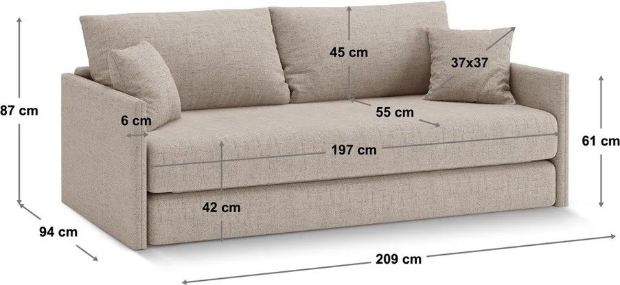Zelená zamatová rozkladacia pohovka 209 cm Shannon – Cosmopolitan Design