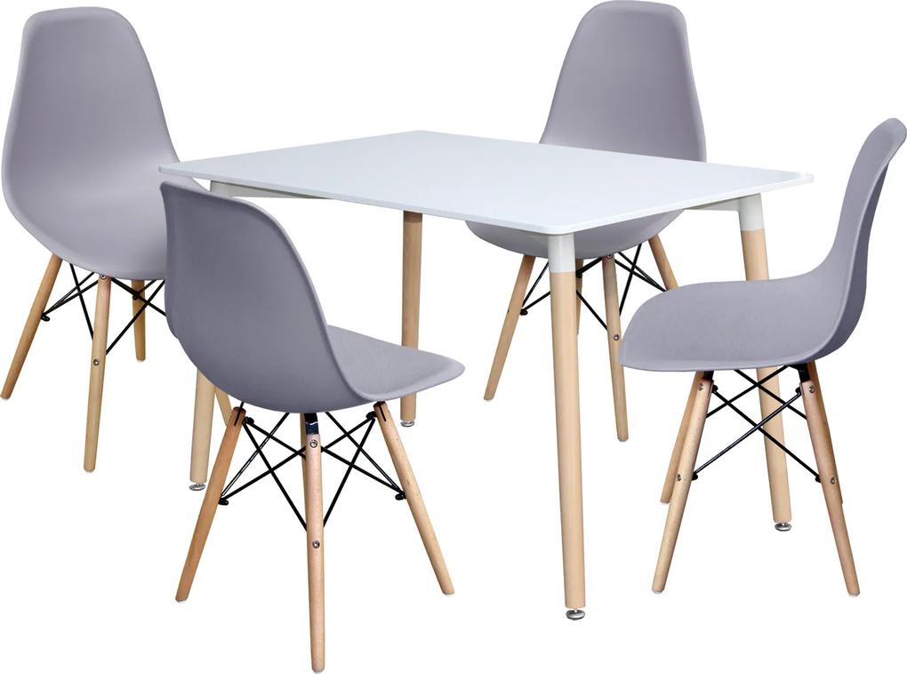OVN jedálenský set IDN 4496 stôl biely+4 stoličky šedé