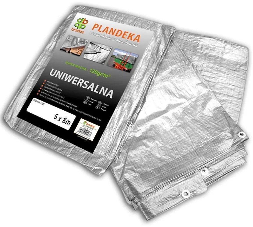 Plachta zosílená silver 5 x 8 m, 120 g