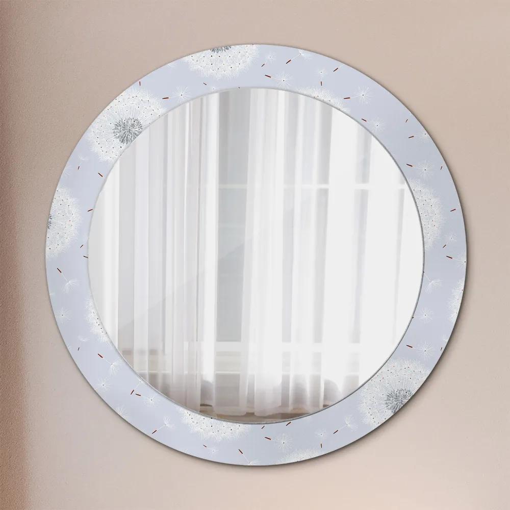 Okrúhle ozdobné zrkadlo na stenu Kvety púpavy fi 70 cm