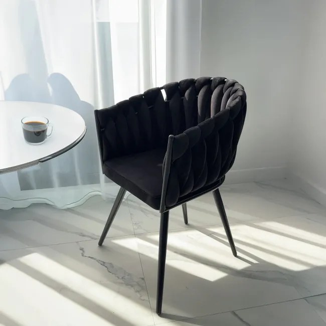 Jedálenská stolička ASTON zamatová, čierna