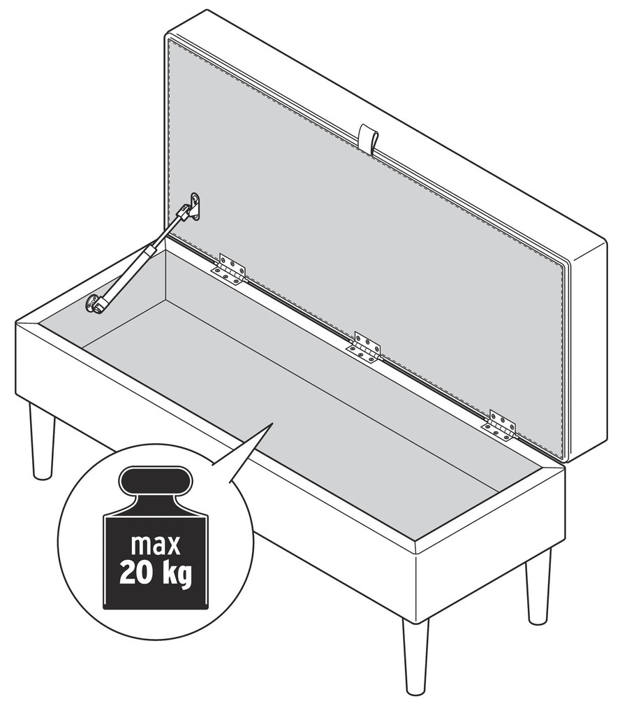 Čalúnená lavica s úložným priestorom
