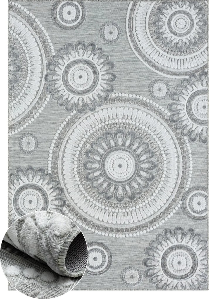 Kusový koberec Ivy II grau – na von aj na doma, 160x230, šedá, chodba / predsieň, My Flair