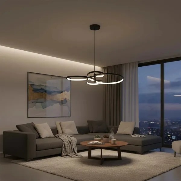 LED luster na lanku RIBBON LED/37W/230V 4000K čierna