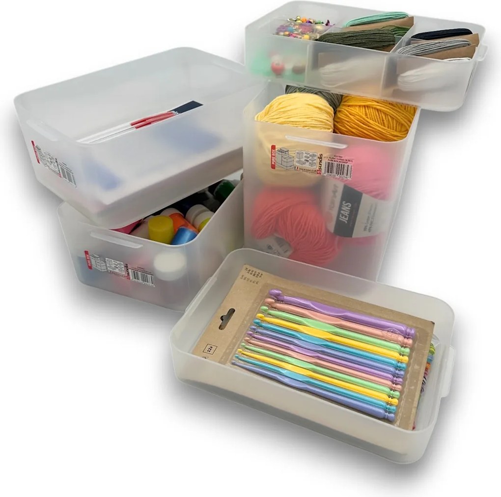 Súprava 5 plastových úložných organizérov PURE BOX A5, mliečny