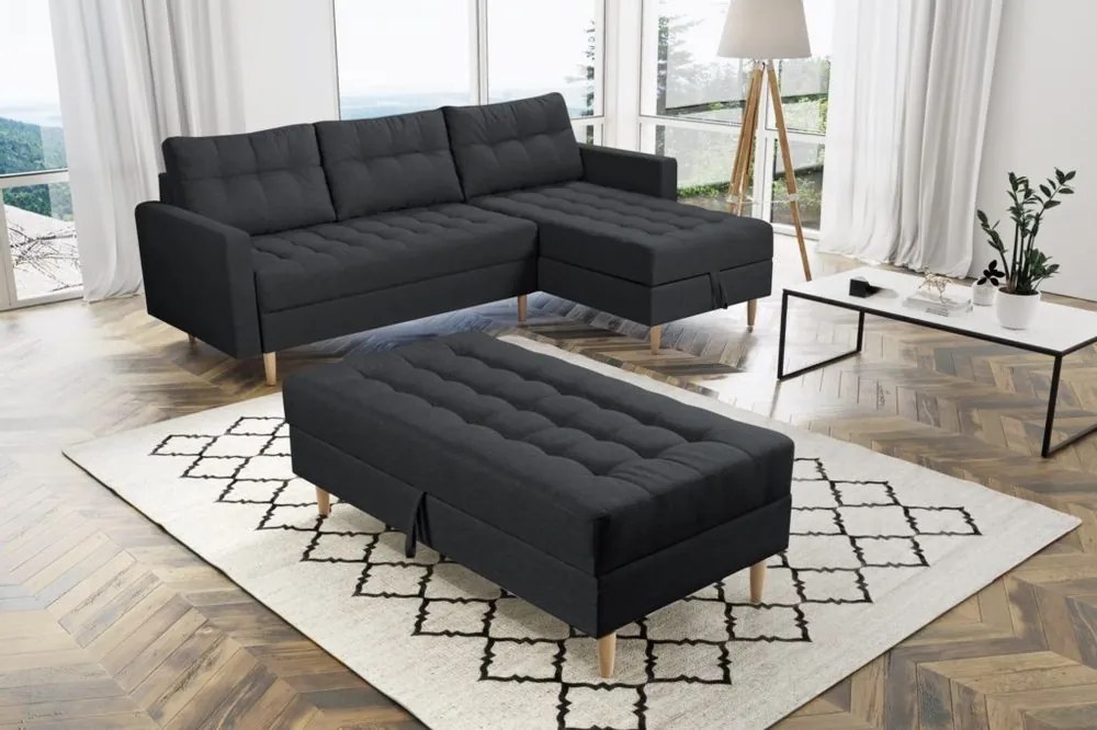 Furniture Sobczak Rohová sedacia súprava Pires s taburetom - Petrolejová