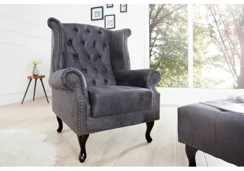 Kreslo 37473 Chesterfield Antik šedá  - Komfort-nábytok