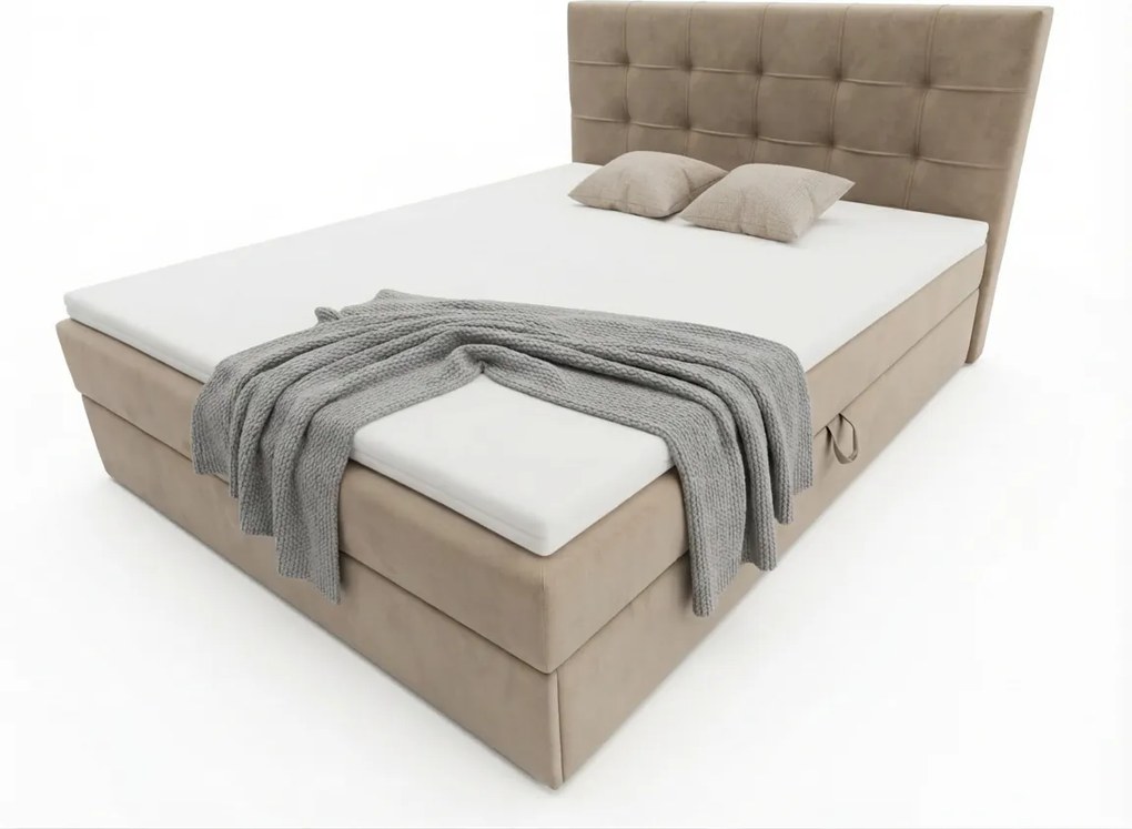 Čalúnená posteľ boxspring DIRELIS TRINITY 180x200 cm béžová Matrac: Matrac Bonell pružinový