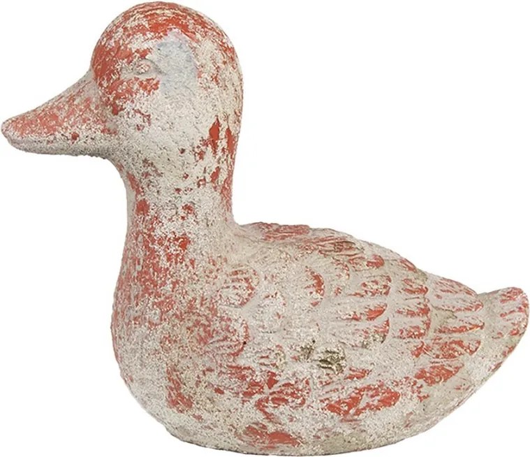 Tehlovo-sivá antik cementová dekorácia kačička Brocante - 15*8*12 cm