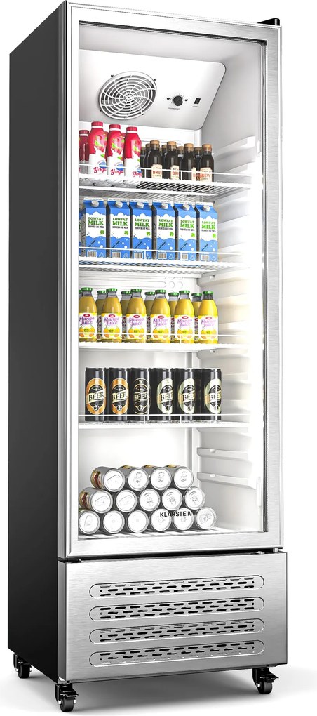 Klarstein GrandCooler chladnička na nápoje, 270 l, LED osvetlenie, s kolieskami, 4 police