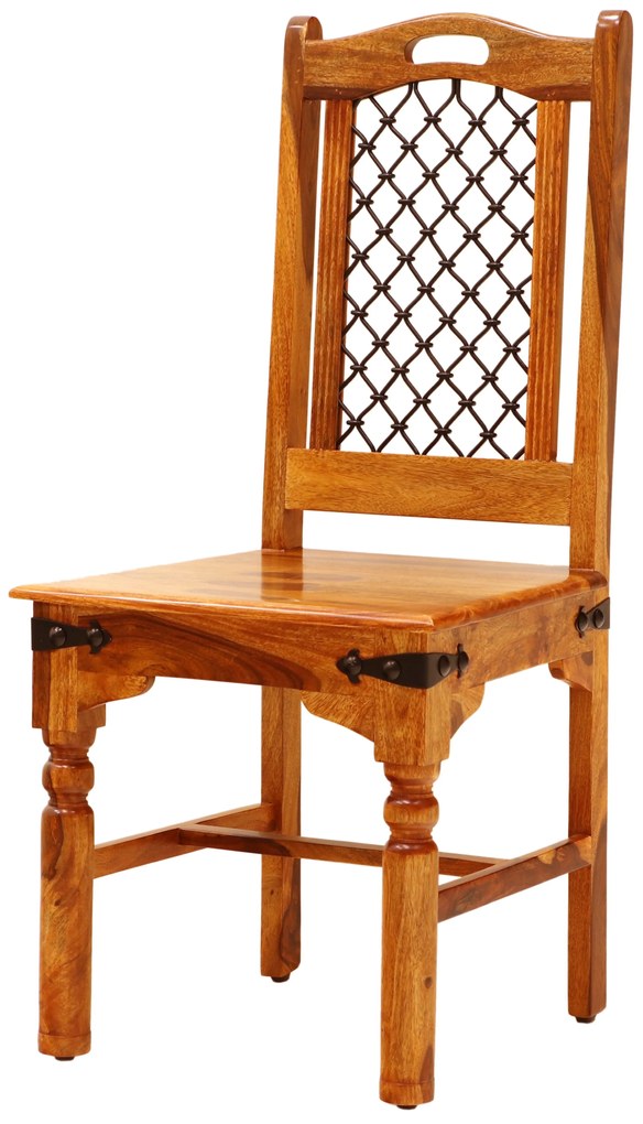 furniture-nabytek.cz - Masívna stolička s kovovým výpletom z palisandrového dreva