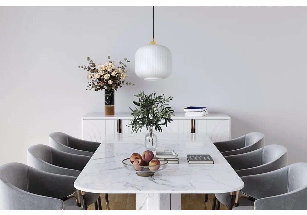 Závesné svietidlo Riffle 2, 1x biele sklenené tienidlo, b/g