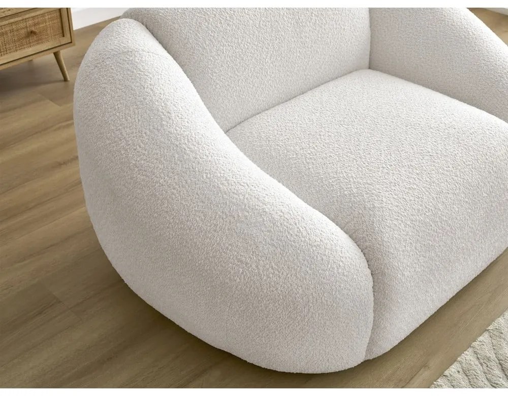 Biele kreslo z textílie bouclé Tina – Bobochic Paris