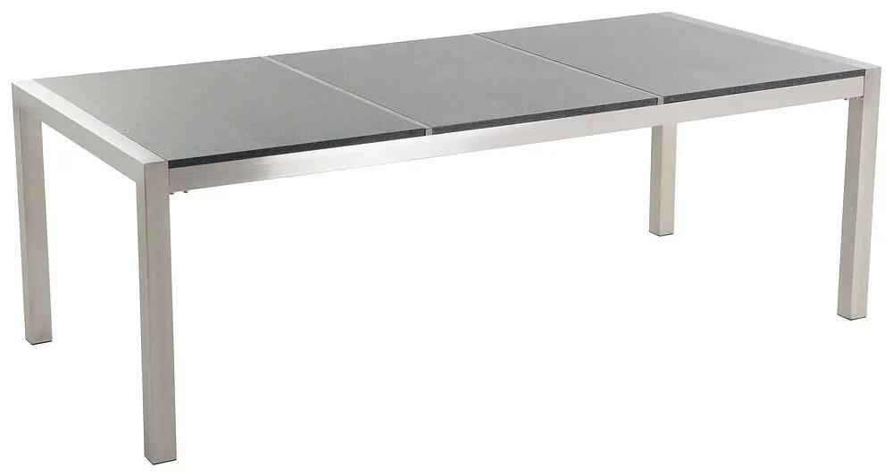 Záhradný stôl s 3-dielnou granitovou doskou 220 x 100 cm sivý GROSSETO Beliani