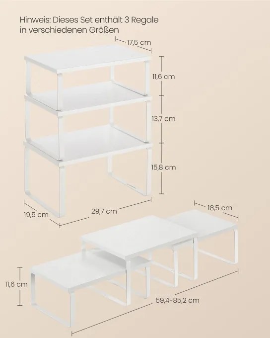 Set 3 kuchynských políc KCS220W01