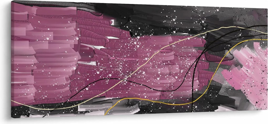 Obraz - Ružovo-čierna abstrakcia (120x50 cm)