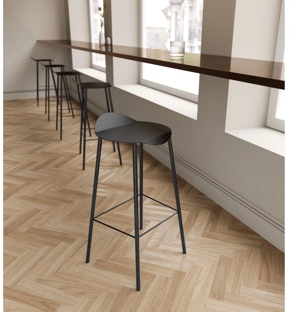 Čierna kožená barová stolička Flamingo Bull – LIND DNA