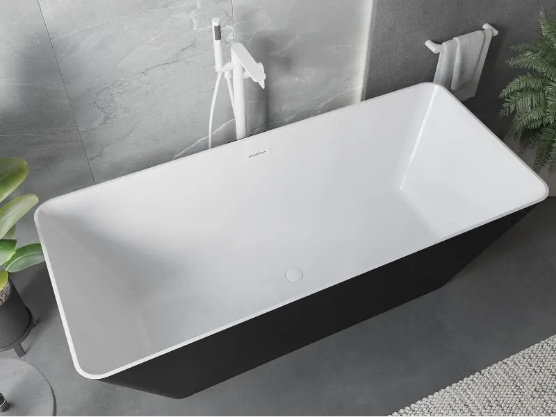 Mexen Velo Slim, voľne stojaca vaňa 170 × 75 cm, biela lesklá, biely prepad, 52811707500-20