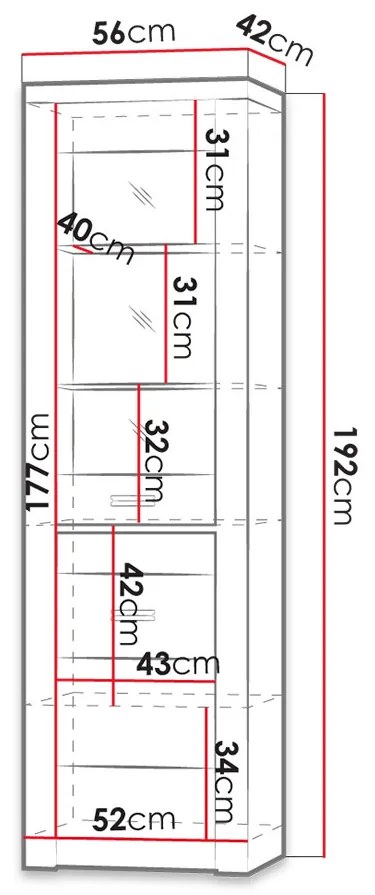 Vitrína Nadenas N4-L (jaseň tmavý). Akcia -6%. Vlastná spoľahlivá doprava až k Vám domov. 1122700