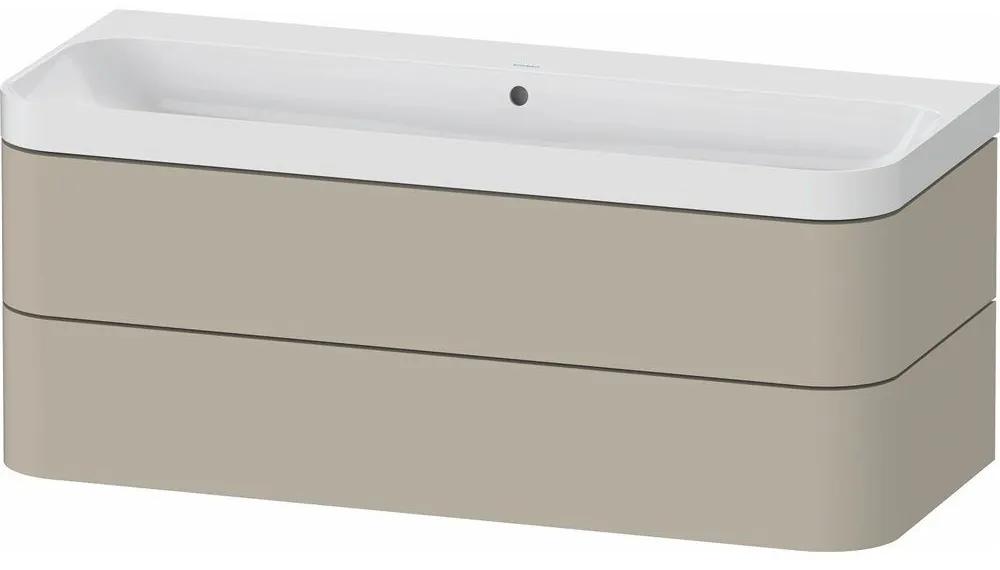 DURAVIT Happy D.2 Plus c-shaped závesná skrinka s nábytkovým umývadlom bez otvoru, 2 zásuvky, 1175 x 490 x 480 mm, taupe matná lakovaná, HP4349N60600000