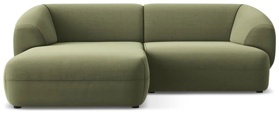 Zelená zamatová rohová pohovka (ľavý roh) Moana – Makamii