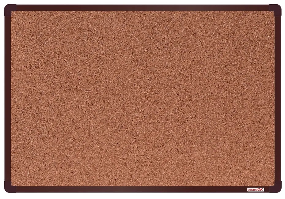 Korková nástenka boardOK v hliníkovom ráme, 600 x 900 mm, hnedý rám