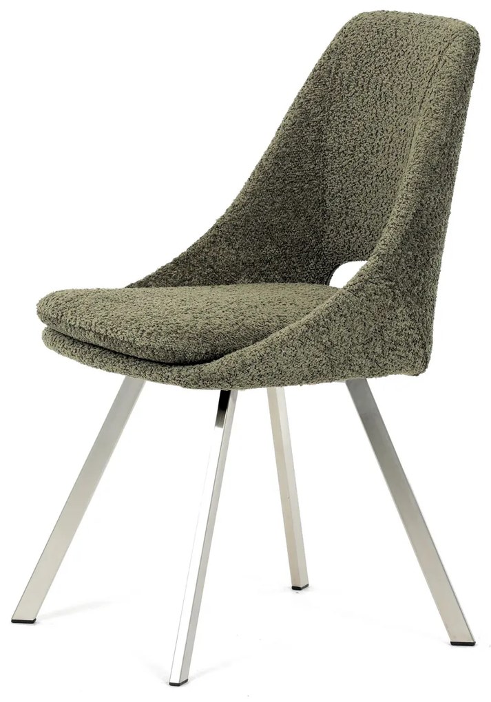 Autronic - Židle jídelní, zelená látka, kovové nohy, broušená nerez. - DCL-W1174 GRN2