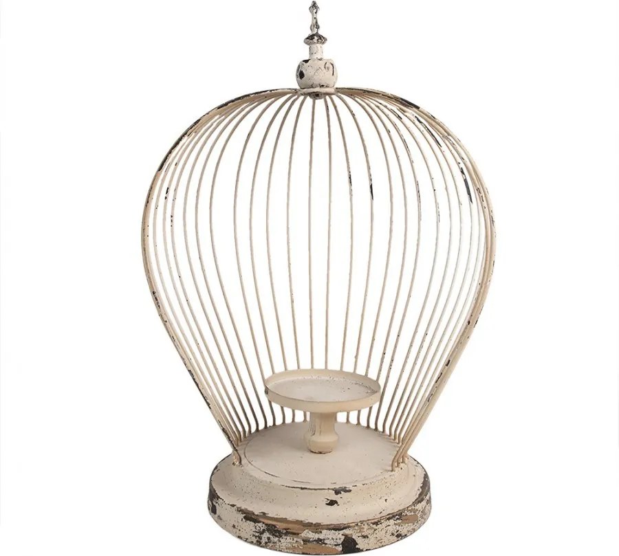 Béžová antik kovová lampáš v tvare klietky Brocante - 31*24*45 cm