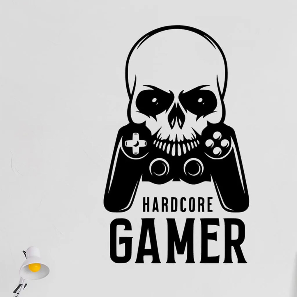 Veselá Stena Samolepka Hardcore Gamer Farba: růžová, Veľkosť: 40 x 24 cm