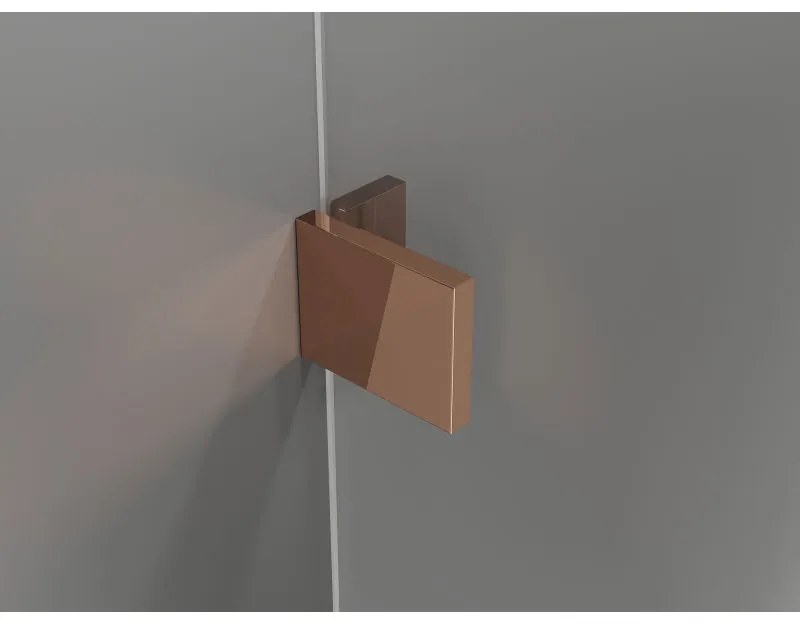 Mexen Lunar, L pravý výklopný päťuholníkový sprchový kút 80 x 80 cm, 8mm číre sklo, profil ružové zlato, 831L-080P-080L-60-00-P