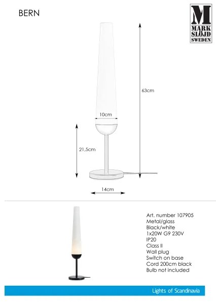 Markslöjd 107905 - Stolná lampa BERN 1xG9/20W/230V