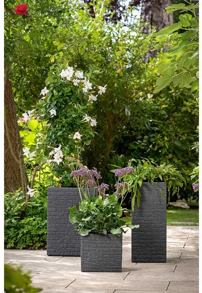 Scheurich Vysoký kvetináč Muretto (kamenistá čierna, výška 54 cm) (100349847)